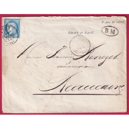 N°60 BUREAU DE PASSE 1307 DIJON COTE D'OR CAD BRAZEY LA PLAINE + BM ST JEAN DE LOSNE BEAUCAIRE LETTRE COVER FRANCE