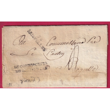 FRANCHISE LE COMMISSAIRE DU DIRECTOIRE EXCECUTIF DPT DU VAR BRIGNOLES AN6 1798 SIGNE RICARD PURIFIEE AU VINAIGRE