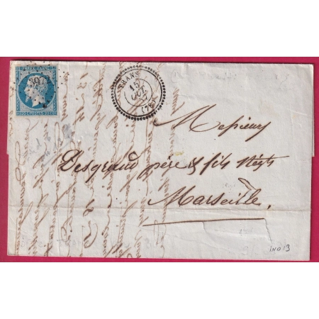 N°14 PC 3972 TRANS VAR CAD TYPE 22 POUR MARSEILLE INDICE 13 LETTRE COVER FRANCE