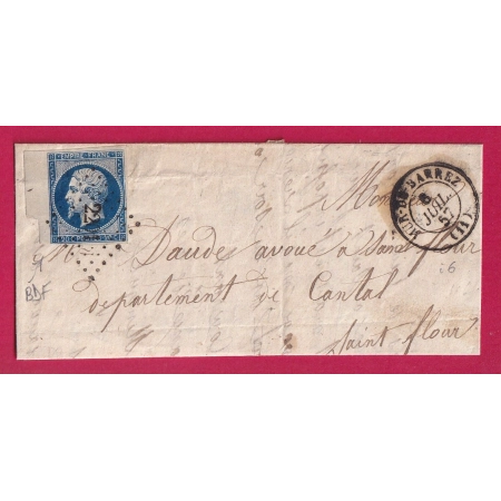 N°14 BDF PC 2201 MUR DE BARREZ AVEYRON POUR ST FLOUR CANTAL LETTRE COVER FRANCE