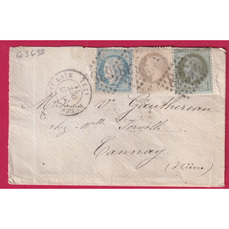 N°25 27 37 GC 3638 ST GERMAIN EN LAYE SEINE ET OISE POUR TANNAY NIEVRE LETTRE COVER FRANCE