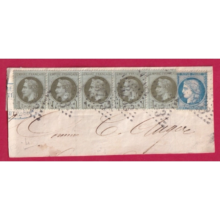 N°25 BANDE DE 5 + N°37 GC 3733 ST MAIXENT DEUX SEVRES DEVANT DE LETTRE AVEC RABAT LETTRE COVER FRANCE ETIQUETTE