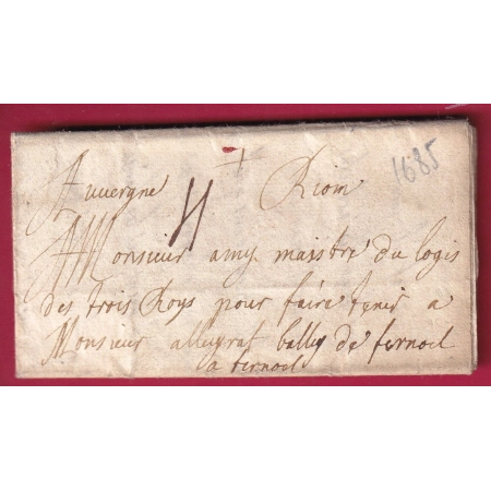 MARQUE MANUSCRIT RIOM PUY DE DOME 1685 LENAIN N°1 INDICE 22 LETTRE COVER FRANCE