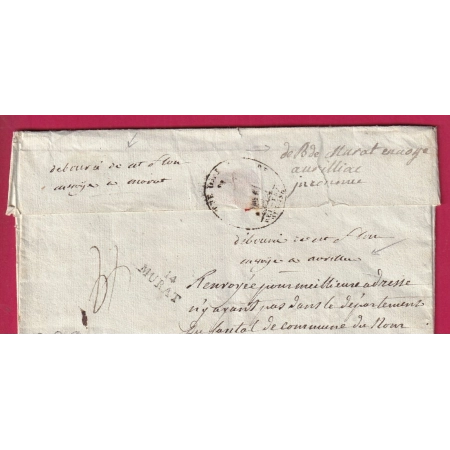 TRIPLE DEBOURSE ST FLOUR CANTAL 2 FOIS + DEBOURSE MURAT + MARQUE 14 MURAT DEPART MINISTRE GUERRE PARIS LETTRE FRANCE