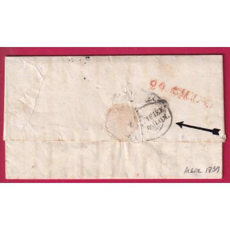 MARQUE PURIFIEE A TOULON VAR DEPART ALGER ALGERIE 1839 EPIDEMIE CHOLERA POUR GENES GENOVA ITALIE LETTRE COVER FRANCE