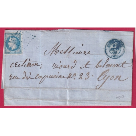 N°29 GC 21 EN BLEU AIGUEPERSE PUY DE DOME POUR LYON RHONE INDICE 17 LETTRE COVER FRANCE