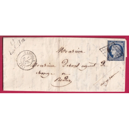 N°4 CURSIVE 11 LACALM AVEYRON T15 LAGUIOLE POUR RODEZ LETTRE COVER FRANCE