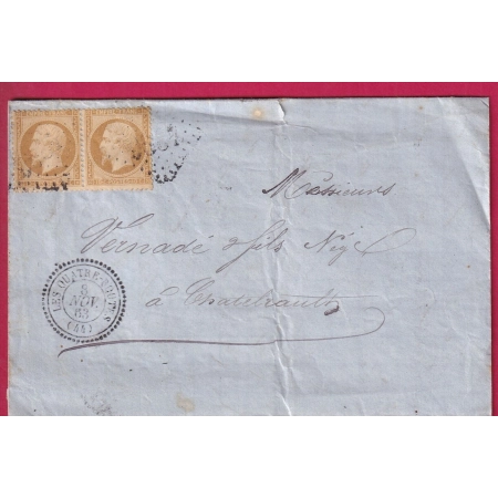 N°21 PAIRE GC 4396 LES QUATRE ROUTES LOT CAD TYPE 22 POUR CHATELLERAULT VIENNE LETTRE COVER FRANCE
