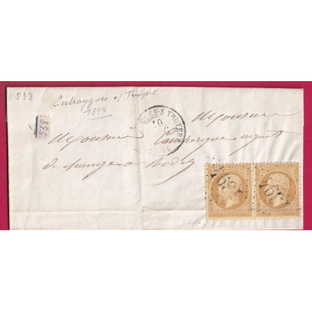 N°21 PAIRE GC 1394 ENTRAYGUES SUR TRUYERES AVEYRON POUR RODEZ LETTRE COVER FRANCE