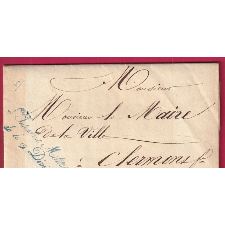 FRANCHISE INTENDANT MILITAIRE 19EME DIVISION CLERMONT FERRAND PUY DE DOME 1832 RARE LETTRE COVER FRANCE
