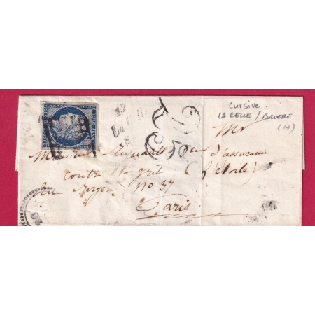 N°4 GRILLE CURSIVE 17 LA CELLE BRUERE CHER  POUR PARIS TAXE TAMPON 25 LETTRE COVER FRANCE