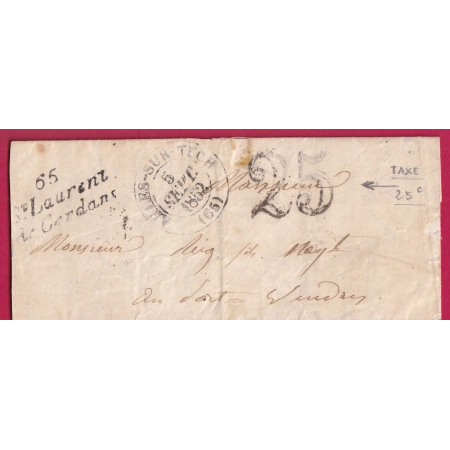 CURSIVE 65 ST LAURENT DE CERDANS PYRENEES ORIENTALES T13 ARLES SUR YECH POUR PORT VENDRES LETTRE COVER FRANCE