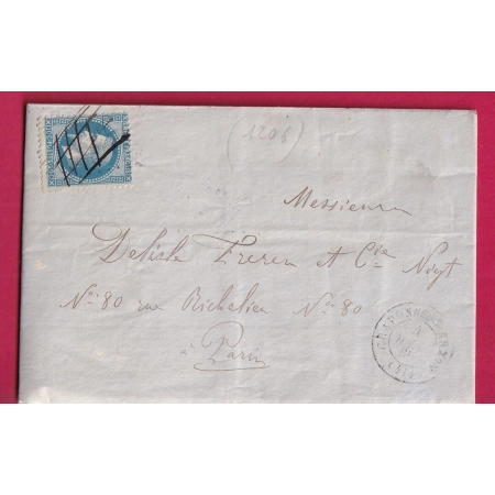 N°29 ANNULATION PLUME CAD CRAPONNE SUR ARZON HAUTE LOIRE POUR PARIS LETTRE COVER FRANCE