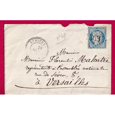 N°37 GC 363 DUNIERES CAD TYPE 14 HAUTE LOIRE POUR VERSAILLES ASSEMBLEE NATIONALE LETTRE COVER FRANCE