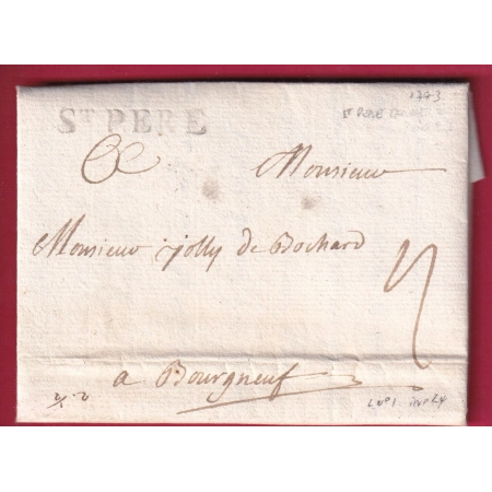 MARQUE ST PERE EN RETZ LOIRE INFERIEURE 1774 LENAIN N°1A INDICE 24 POUR BOURGNEUF LETTRE COVER FRANCE
