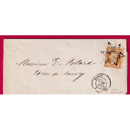 N°21 PARIS ETOILE PLEINE CAD PARIS 1 (60) NON SIGNALE POUR PARIS LETTRE COVER FRANCE