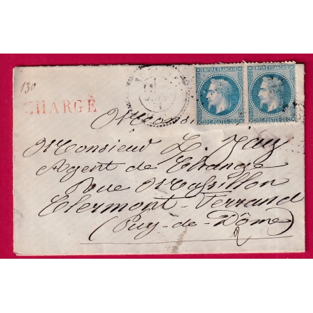 N°29 X2 GC 3843 ST SAUVES PUY DE DOME CAD TYPE 24 LETTRE CHARGE POUR CLERMONT INDICE 13 COVER FRANCE