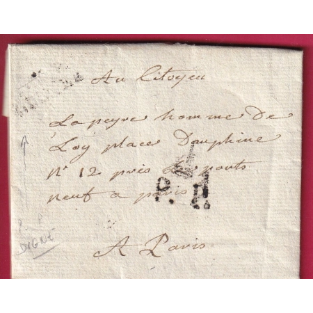 MARQUE P5P DIGNE BASSES ALPES + PP BONNET PHRYGIEN PARIS AN 9 1801 LETTRE COVER FRANCE