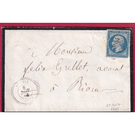 N°22 PC 3884 ST AVIT PUY DE DOME CAD TYPE 22 POUR RIOM LETTRE COVER FRANCE