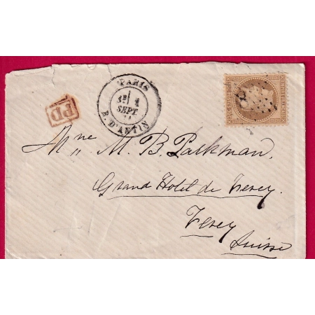 N°30 PARIS ETOILE 8 R D'ANTIN POUR VEVEY SUISSE LETTRE COVER FRANCE