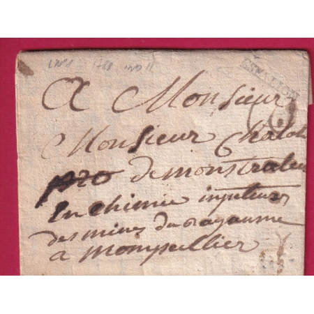 MARQUE ESPALION AVEYRON LENAIN N°1 1788 INDICE 11 POUR MONTPELLIER LETTRE COVER FRANCE