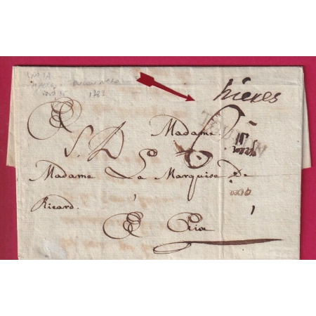 MARQUE HYERES VAR LENAIN N°1A + TOULON LN°10 INDICE 15 POUR LA MARQUISE DE RICARD LETTRE COVER FRANCE