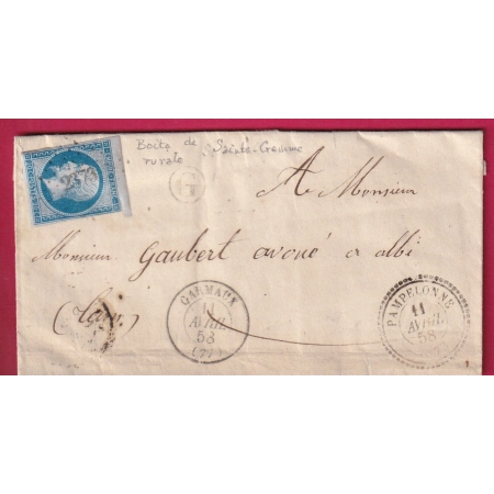 N°14 BDF PC 2373 PAMPELONNE TARN CAD TYPE 22 + T15 CARMAUX BOITE RURALE G SAINTE GEMME POUR ALBI LETTRE COVER FRANCE