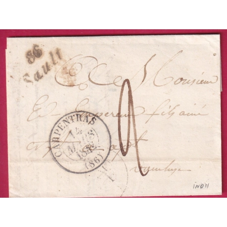 CURSIVE 86 SAULT VAUCLUSE TYPE 13 CARPENTRAS POUR APT VAUCLUSE 1842 LETTRE COVER FRANCE