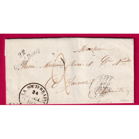 CURSIVE 22 GRAND BOURG CREUSE CAD TYPE 14 LA SOUTERRAINE POUR JARNAC CHARENTE LETTRE COVER FRANCE