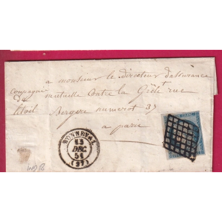 N°4 GRILLE BONNEVAL EURE ET LOIRE POUR PARIS INDICE 18 LETTRE COVER FRANCE