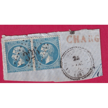 N°22 PAIRE GC 326 BARRE DE CEVENNES LOZERE COTE MATHIEU 90€ SUR BLEU TIMBRE BRIEFMARKEN STAMP FRANCE