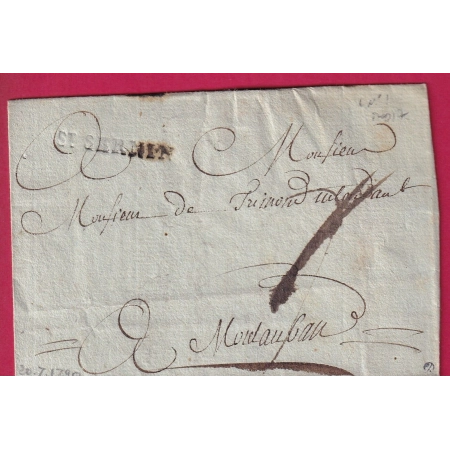MARQUE ST SERNIN AVEYRON 1790 LENAIN N°1 INDICE 17 POUR MONTAUBAN TAXE MODIFIEE LETTRE COVER FRANCE