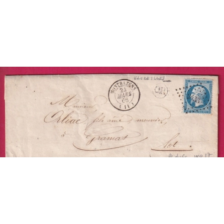 N°22 PC DU GC 2433 MONTBAZENS AVEYRON OR VAUREILLES POUR GRAMAT LOT INDICE 17 LETTRE COVER FRANCE