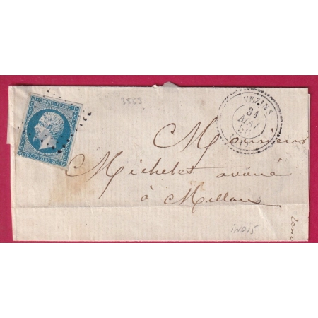 N°14 PC 3553 VEZINS AVEYRON CAD TYPE 22 POUR MILHAU INDICE 15 LETTRE COVER FRANCE
