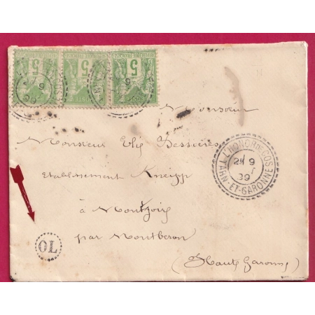 N°106 PAIRE +1 CAD FB84 L'HONOR DE COS TARN ET GARONNE FACTEUR BOITIER POUR MONTERON LETTRE COVER FRANCE
