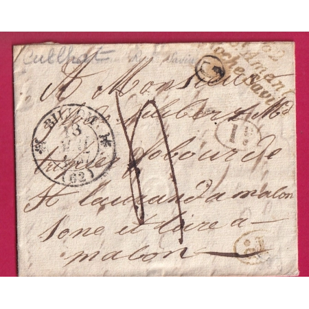 CURSIVE 62 ST AMAND ROCHE SAVINE PUY DE DOME T12 BILLOM DECIME RURAL NOIR + ROUGE CULHAT 1837 LETTRE COVER FRANCE