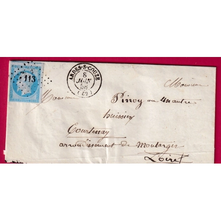 N°14 BLEU SUR LILAS TTB PC 113 ARDES SUR COUZE PUY DE DOME POUR COURTENAY LOIRET LETTRE COVER FRANCE