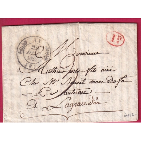 CAD TYPE 11 AX ARIEGE 1832 + DECIME RURALE TYPE 12 AUTERIVE EN ROUGE HAUTE GARONNE LETTRE COVER FRANCE