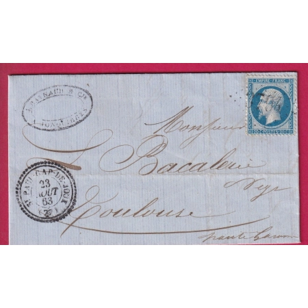 N°22 GC 3794 ST PAUL CAP DE JOUX TARN CAD TYPE 22 POUR TOULOUSE LETTRE COVER FRANCE