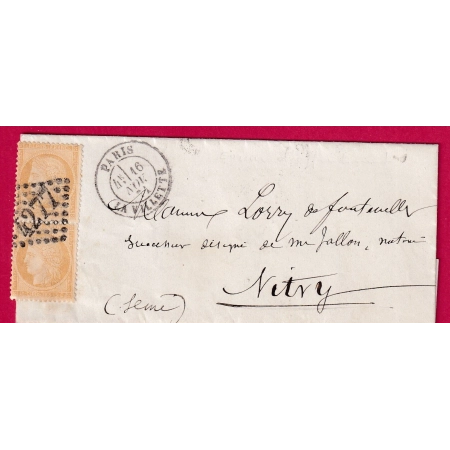 DOUBLE PORT LOCAL N°59 PAIRE GC 4277 PARIS LA VILETTE POUR VITRY LETTRE COVER FRANCE