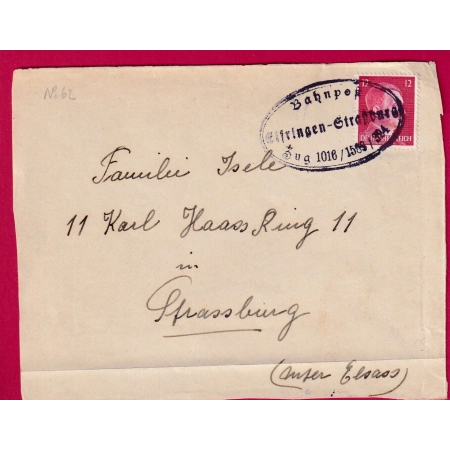 ALSACE LORRAINE AMBULANT ELFRINGEN STRASBOURG AVRICOURT MOSELLE HITLER POUR STRASBOURG DEVANT DE LETTRE