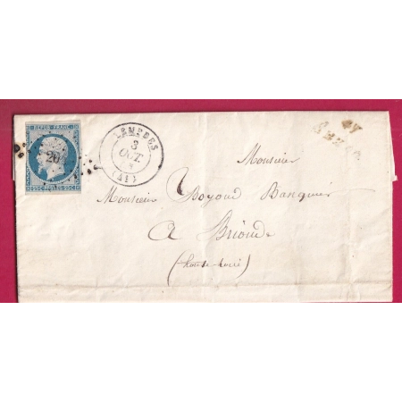 N°10 PC 204 CURSIVE 41 AUZON HAUTE LOIRE T15 LEMPDES POUR BRIOUDE LETTRE COVER FRANCE