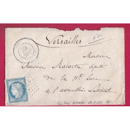 N°60 GC EN BLEU 3147 RIOTORD HAUTE LOIRE AU DOS VERSAILLES ASSEMBLEE NATIONALE LETTRE COVER FRANCE