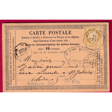 N°55 CONVOYEUR STATION RETOURNAC VENDEE INDICE 17 ST GALMIER LOIRE LETTRE COVER FRANCE