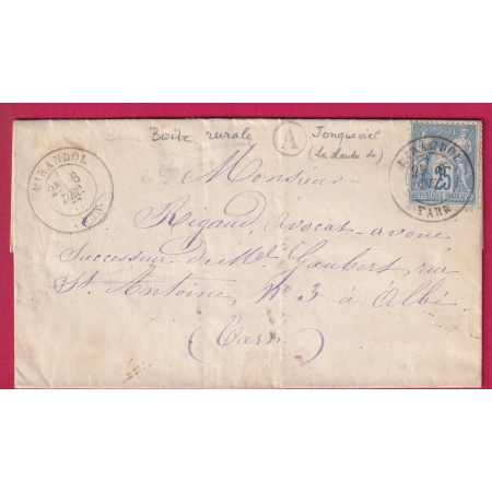 N°79 CAD MIRANDOL TARN BOITE RURALE A LA LANDE DE JONQUEVIEL POUR ALBI LETTRE COVER FRANCE