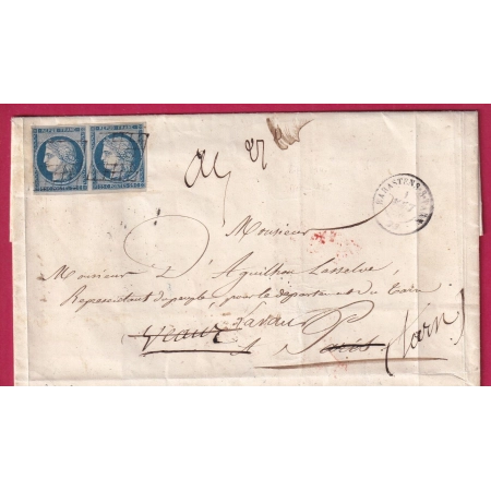 N°4 PAIRE TTB GRILLE DE RABASTENS SUR TARN POUR PARIS REEXP LAVAUR CACHET FACTEUR AU DOS LETTRE COVER FRANCE