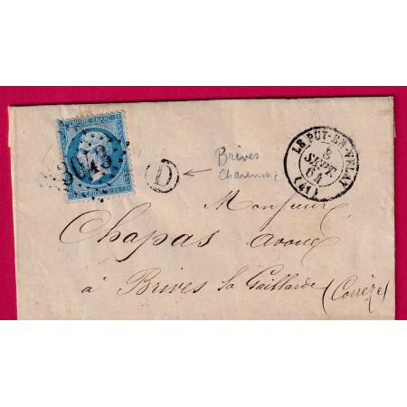 N°22 GC 3043 LE PUY EN VELAY HAUTE LOIRE BOITE RURALE D BRIVES CHARENSAC POUR BRIVES CORREZE LETTRE COVER FRANCE