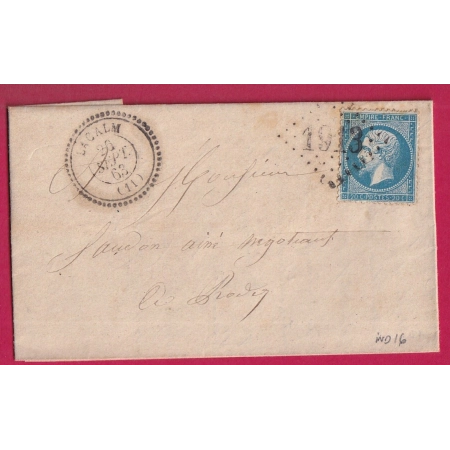 N°22 GC 1913 LACALM AVEYRON POUR RODEZ CAD TYPE 22 INDICE 16 LETTRE COVER FRANCE