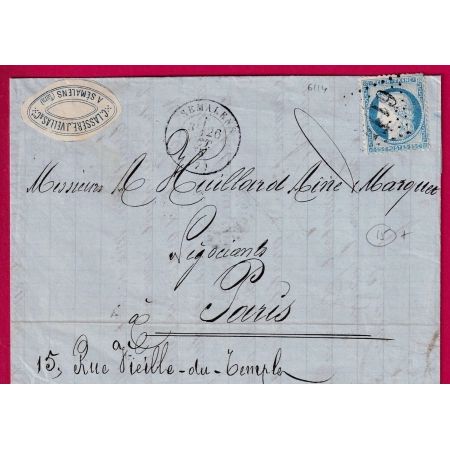 N° 60 GC 6114 SEMALENS TARN + ETIQUETTE PUB POUR PARIS LETTRE COVER FRANCE