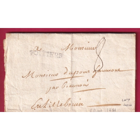 MARQUE POITIERS VIENNE LENAIN N°4 1751 INDICE 10 POUR BOUIN VENDEE LETTRE COVER FRANCE